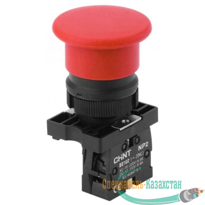 Кнопка управления "Грибок" NP2-EC42 d40мм (2) 1НЗ IP40 с самовозвратом без подсветки красн. CHINT 574820