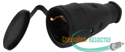 Розетка RX10-B-IP44 16А IP44 прямая с заземл. каучук черн. ЭРА Б0055418