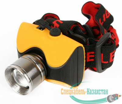 Фонарь налобный E157 (аккум. 220В CREE 3Вт пласт. бокс; желт.) Ultraflash 12351