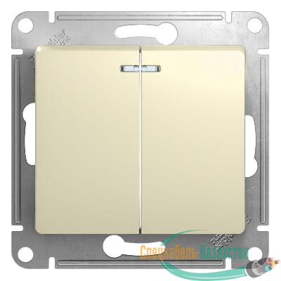 Механизм выключателя 2-кл. СП GLOSSA 10А IP20 10AX с подсветкой беж. SchE GSL000253