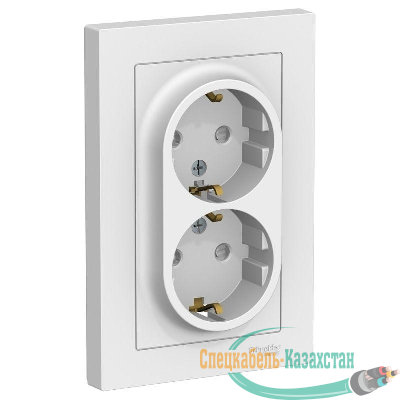 Розетка 2-м СП AtlasDesign 16А IP20 с заземл. защ. шторки в сборе бел. SE ATN000126
