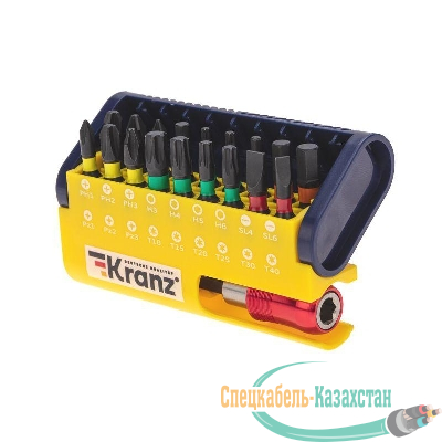 Набор бит с магнитным держателем пластиковый кейс 19 шт Kranz KR-92-0465