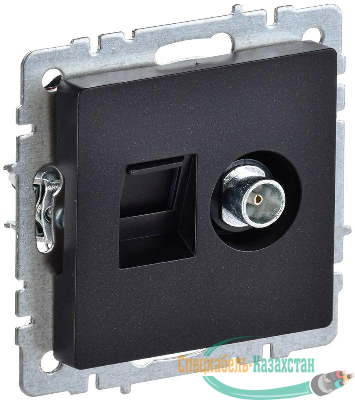 Розетка компьютерная + телевизионная 2-м Brite РТВ/РК12-БрЧ RJ45 кат.5E + TV механизм черн. IEK BR-AK20-1-K02