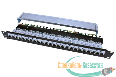 Патч-панель PP3-19-24-8P8C-C6-SH-110D 19дюйм. 1U 24 порта RJ45 полн. экран. кат.6; Dual IDC ROHS черн. Hyperline 246048