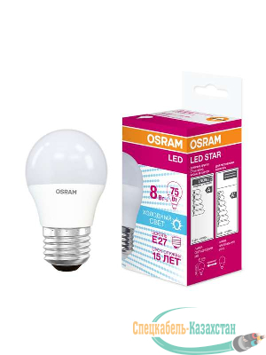 Лампа светодиодная LED STAR CLASSIC P 75 8W/840 8Вт шар 4000К нейтр. бел. E27 806лм 220-240В матов. пласт. OSRAM 4058075210899