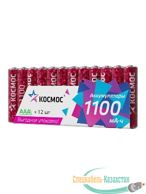 Аккумулятор HR03 1100мАч Ni-MH 12 в спайке КОСМОС KOCR03NIMH1100mAh12S