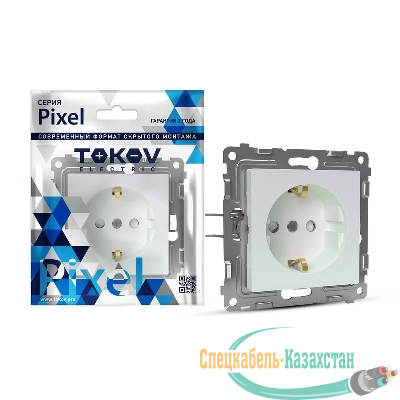 Розетка 1-м СП Pixel 16А IP20 с заземл. механизм перламутр. TOKOV ELECTRIC TKE-PX-R1Z-C04