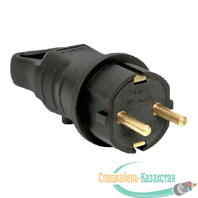 Вилка угловая 16А 2P+PE 230В IP44 с кольцом каучук Basic EKF RPS-017-16-230-44