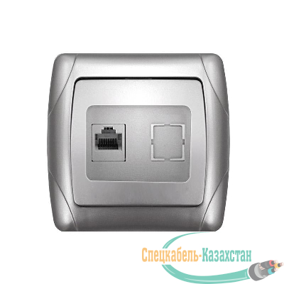 Розетка компьютерная 1-м СП Маргарита RJ45 серебр. UNIVersal М0035-S