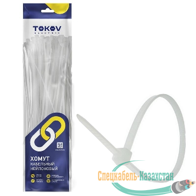 Хомут кабельный нейлоновый бел. 4.8х300 (уп.100шт) TOKOV ELECTRIC TKE-HNS-4.8-300-W/100