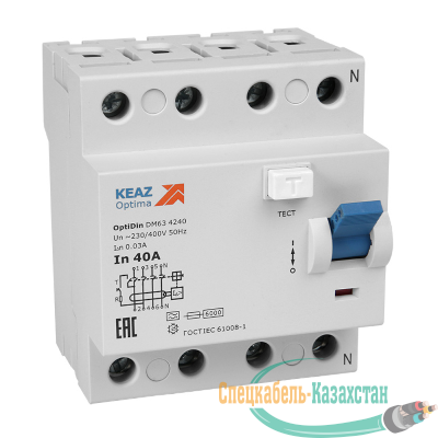 Выключатель дифференциального тока (УЗО) 4п 25А 30мА OptiDin DМ63-4225 AC УХЛ4 КЭАЗ 254201