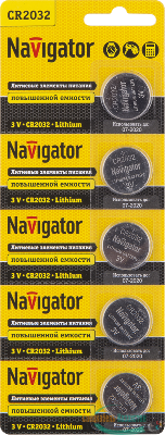 Элемент питания литиевый CR2032 94 765 NBT-CR2032-BP5 (блист.5шт) Navigator 94765