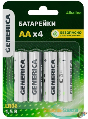 Элемент питания алкалиновый AA/LR6 Alkaline (блист.4шт) GENERICA ABT-LR06-ST-L04-G