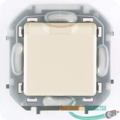 Розетка 1-м СП Inspiria 16А IP44 250В 2P+E защ. шторки с крышкой немецк. стандарт механизм сл. кость Leg 673741