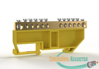 Шина PE "земля" на DIN-изоляторе 6х9мм 12 отвер. латунь TOKOV ELECTRIC TKE-BCB-69-12-DIN/PE