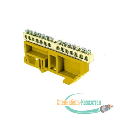 Шина нулевая N 6х9 14 отверстий желтый изолятор на DIN-рейку латунь PROxima EKF sn0-63-14-dz