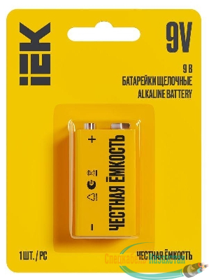 Элемент питания алкалиновый "крона" 6LR61 9В Alkaline (блист.1шт) IEK ABT-6LR619V-OP-L01