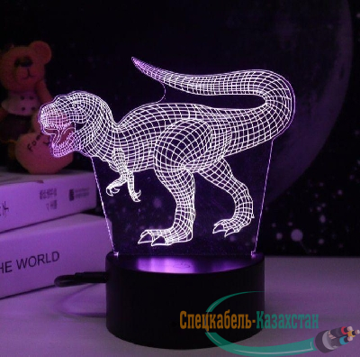 Светильник светодиодный настольный NL-405 "Динозавр" 3Вт RGB USB ночник фиолет. Camelion 14563