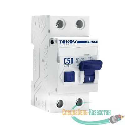 Выключатель автоматический дифференциального тока 2П (1P+N) 50А 300мА тип AC 6кА хар-ка C TOKOV Electric TKE-PZ60-RCBO-2-50-300-AC