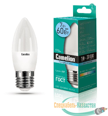 Лампа светодиодная LED7-C35/845/E27 7Вт свеча 4500К бел. E27 560лм 220В Camelion 12078