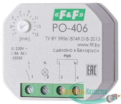 Реле времени PO-406 (задержка выкл. /управ. контактом 230В 8А 1НО IP20 монтаж в коробку d-60мм) F&F EA02.001.019
