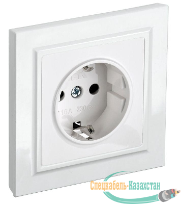 Розетка BRITE РСР14-1-0-БрБ 16А в сборе с заземл. защ. шторки бел. IEK BR-R14-16-K01-F