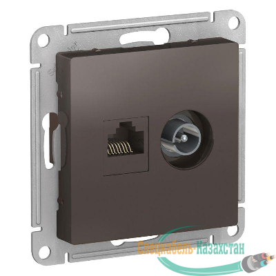 Механизм розетки 2-м ATLAS DESIGN комп. RJ45 кат.5E+TV мокко SchE ATN000689