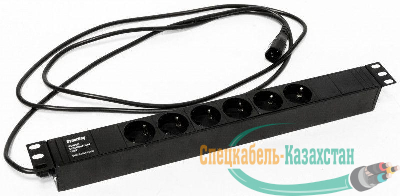 Блок розеток 6-м 10А SHE19-6SH-S-2.5IEC Schuko горизонт. с выкл. шнур 2.5м Hyperline 397027