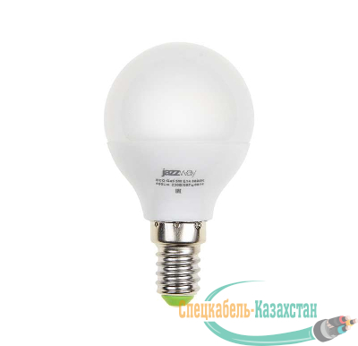 Лампа светодиодная PLED-ECO-G45 5Вт шар 3000К тепл. бел. E14 400лм 220-240В JazzWay 1036896A