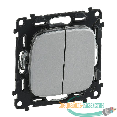 Механизм выключателя 2-кл. СП Valena Allure 10А IP20 250В с лиц. панелью безвинт. зажимы алюм. Leg 752905