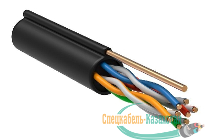 Кабель витая пара F/UTP кат.5E 4х2х24AWG solid CU LDPE Outdoor трос черн. (м) GENERICA BC3-C5E04-359-305-G