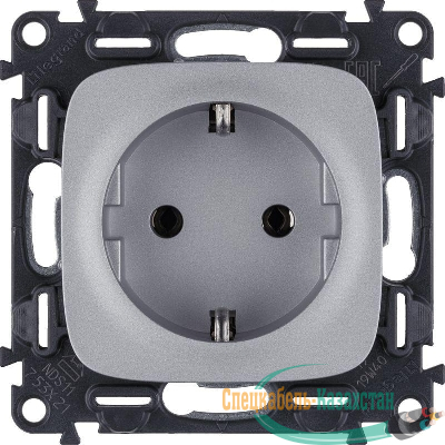 Розетка 1-м СП Valena Allure 16А IP2X 250В 2P+E безвинтов. клеммы с лицев. панелью механизм алюм. Leg 753921