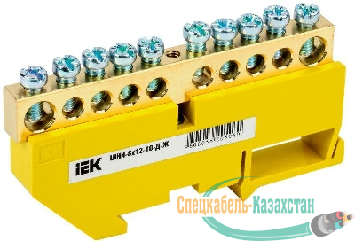 Шина PE "земля" на DIN-изол. ШНИ-8х12-10-Д-Ж IEK YNN10-812-10D-K05