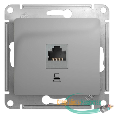 Механизм розетки комп. 1-м СП Glossa RJ45 CAT.5E алюм. SchE GSL000381K