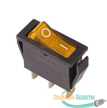 Выключатель клавишный 250В 15А (3с) ON-OFF RWB-404 SC-791 IRS-101-1C желт. с подсветкой Rexant 36-2212