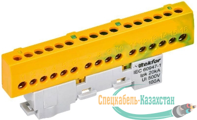Шина PE "земля" изол. на универс. держ. 6х9-16-ЖЗ TEKFOR IEK TF-NN10-16-KL-K52