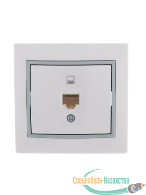 Розетка компьютерная 1-м СП Мира RJ45 бел./сер. Lezard 701-0215-139