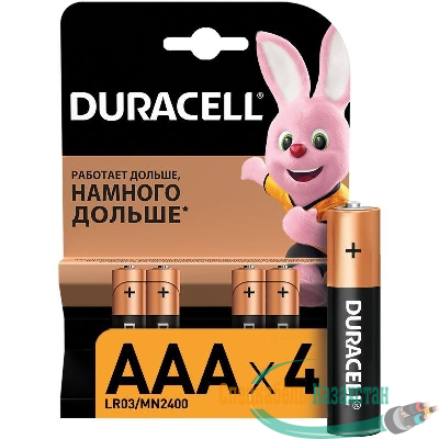 Элемент питания алкалиновый AAA/LR03/MN2400 Basic BP-4 (блист.4шт) Duracell Б0014046/Б0026813