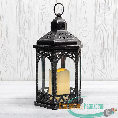 Фонарь декоративный со свечой 18х16.5х31см тепл. бел. корпус черн. Neon-Night 513-056