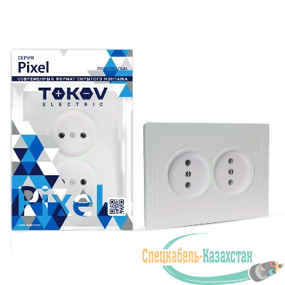 Розетка 2-м СП Pixel 16А IP20 без заземл. в сборе перламутр. TOKOV ELECTRIC TKE-PX-R2F-C04