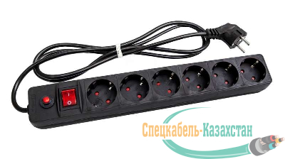 Удлинитель с сетевым фильтром 6х1.8м с заземл. 10А IP20 защ. шторки ПВС 3х0.75 черн. UNIVersal 967U-4001