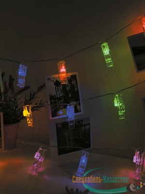 Гирлянда светодиодная со светодиодами-прищепками для фотографий 10LED мультиколор элементы питания 2хAA (не в компл.) КОСМОС KOCNL-EL169