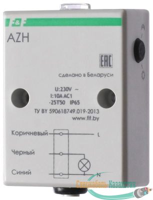 Фотореле AZH (встроен. фотодатчик монтаж на плоскость 230В 10А 1 НО IP65) F&F EA01.001.001