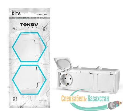 Розетка 3-м ОП Dita 16А IP54 250В с заземл. с крышкой бел. TOKOV ELECTRIC TKL-DT-R3Z-C01-IP54