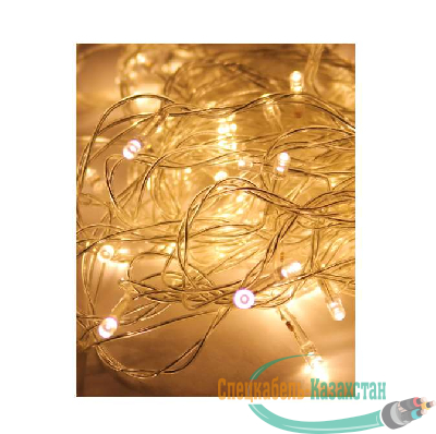 Гирлянда 8.8м (7.3+1.5) 80LED бел. прозр. провод 8 режимов мигания IP20 тепл. бел. Космос KOC_GIR80LED_W