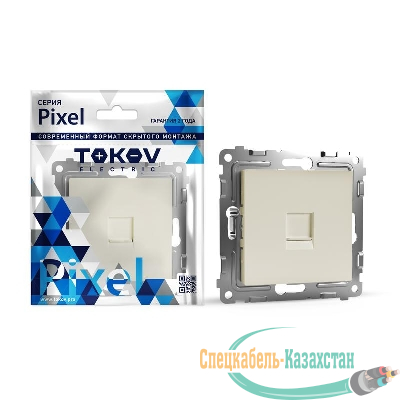 Розетка компьютерная 1-м СП Pixel RJ45 кат.5E механизм беж. TOKOV ELECTRIC TKE-PX-RC1-C02