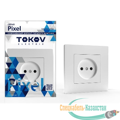 Розетка 1-м СП Pixel 16А IP20 без заземл. в сборе бел. TOKOV ELECTRIC TKE-PX-R1F-C01
