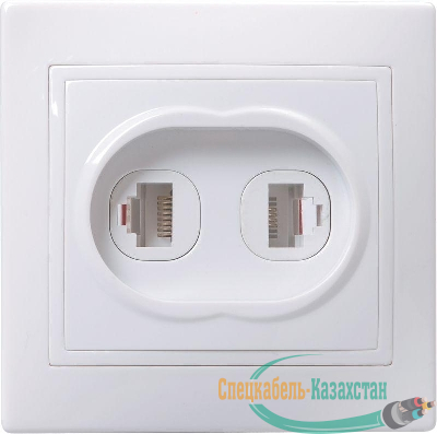 Розетка компьютерная + телефонная 2-м СП Кварта РК/Т12-КБ IP20 бел. IEK EIK10-K01-DM