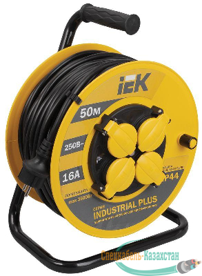 Удлинитель на катушке 4х50м с заземл. 16А IP44 УК50 "Industrial plus" с термозащ. 3х1.5 ИЭК WKP15-16-04-50-44