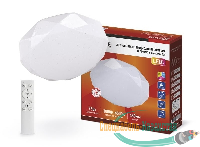 Светильник светодиодный COMFORT DIAMOND 75Вт 230В 3000-6500К 6000лм 480х80мм с пультом ДУ IN HOME 4690612034799